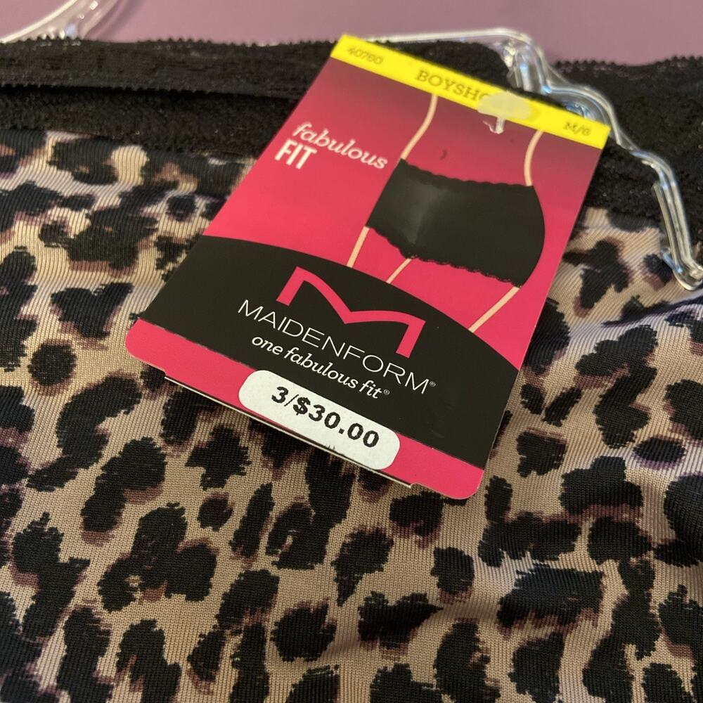 NEW! Maidenform 3 Pack ! Leopard Boyshorts Panties / Size 6 /Medium / MSRP $30